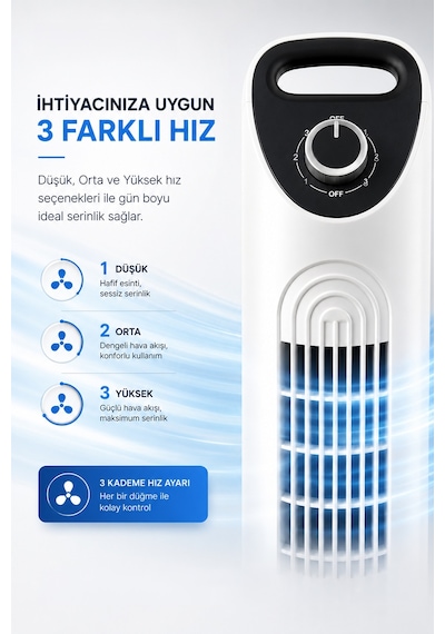 Ev-30 Kule Tipi Vantilatör Sessiz Çalışma Şık Ve Modern Tasarım Ev Ve Ofis Kullanımı