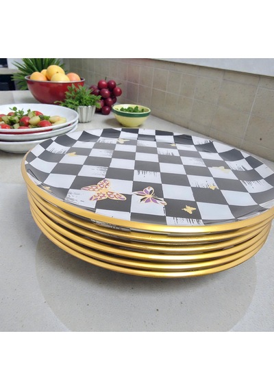 Sudedi Home Emma Altın Yaldızlı Cam Pasta Tabağı Takımı Çok Renkli