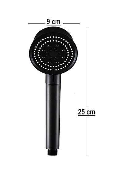 Turbo Fan Pervaneli 5 Fonksiyonlu, Start/stop Düğmeli Su Tasarruflu Duş Başlığı, El Duşu Siyah/gold Diğer