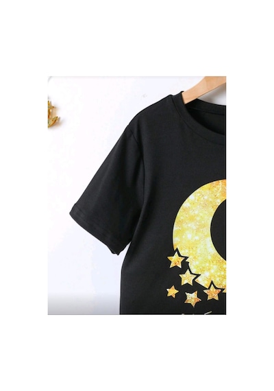 Stil X Ramazan Bayramı Baskılı Erkek Çocuk Tshirt, %100 Pamuklu Kumaş Siyah