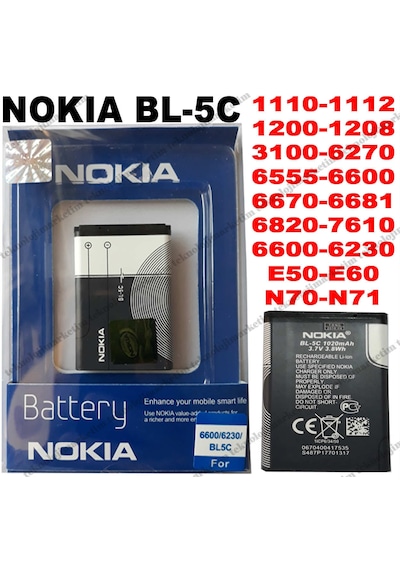 Nokia Bl-5C 1100 1101 1110 1110İ 1112 1200 1208 1209 Batarya Pil