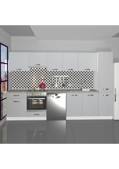 Decoraktiv Elite 325 Ankastre Fırın Modüllü Mdf Hazır Mutfak Dolabı - Tezgah Dahil - Buz Gri Açık Gri Decoraktiv Elite 325 Ankastre Fırın Modüllü Mdf Hazır Mutfak Dolabı - Tezgah Dahil - Buz Gri Açık Gri