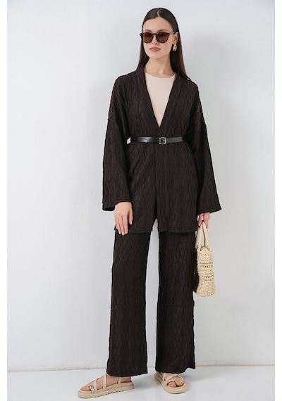 Bigdart Kadın Kimono Pantolon İkili Takım 30078 - Kahverengi