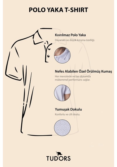 Tudors Erkek Slim Fit Dar Kesim Pamuklu Yumuşak Dokulu Serin Tutan Kumaş Düz Pike Beyaz Polo Yaka Tişört-30764 Beyaz