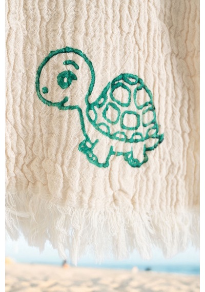 Varol Organik %100 Pamuk Müslin Çocuk Panço - Caretta Caretta/panco Standart
