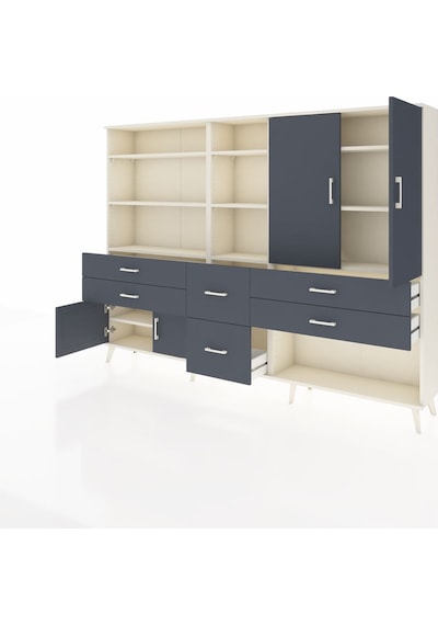 Arges Dolap 10 Raflı 6 Çekmeceli 4 Kapaklı 220x30x163 Aytaşı-antr Aytaşı-antrasit