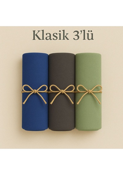 Mim Eşarp Penye Pamuksu Şal Klasik 3 Lü Set İndigo - Füme - Çağla Yeşili