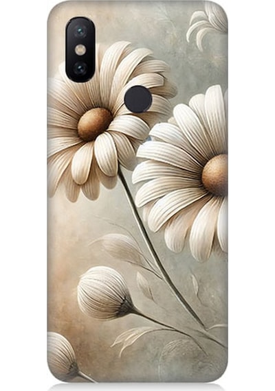 Xiaomi Mi A2 Uyumlu Yumuşak Beyaz Papatya Güzelliği Desenli Silikon Kılıf Çok Renkli