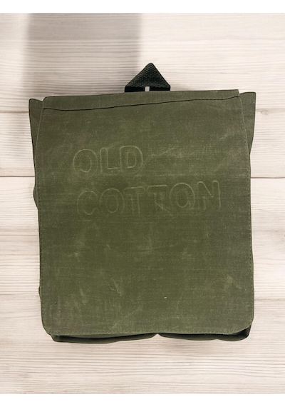 Old Cotton Cargo Vintage Su Geçirmez Kanvas Salaş Unisex Günlük Okul Tablet Sırt Çantası Naoko S 24x30cm Haki