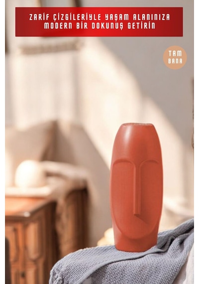 Siyah Dekoratif Vazo Obje Ev Dekorasyon Masa Üstü Dekor Vazo Model 50 Terracotta Terracotta