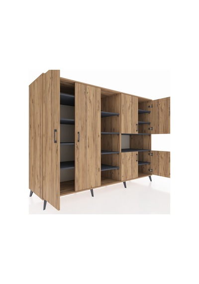 Kronos Dolap 13 Raflı 6 Kapaklı 220x59x163 Çam-çam/antrasit Atlas Çam/antrasıt - Atlas Çam Kronos Dolap 13 Raflı 6 Kapaklı 220x59x163 Çam-çam/antrasit Atlas Çam/antrasıt - Atlas Çam