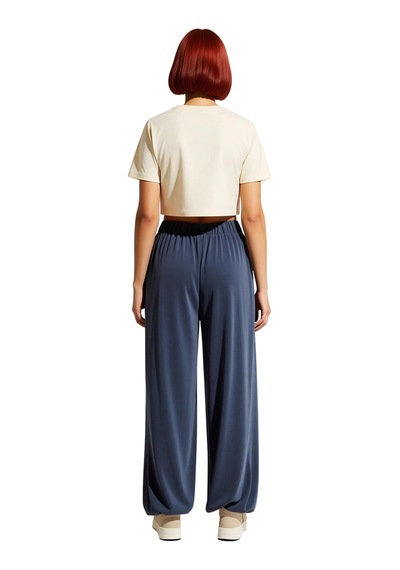 Ersefa Kadın Modal Polyester Karışımlı Geniş Paça Pantolon Antrasit Fonk
