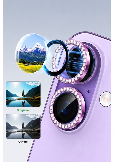 Apple iPhone 17 Uyumlu Taşlı Kamera Lens Koruyucu Lavanta