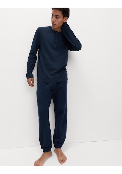 Marks & Spencer Pamuk Karışımlı Ribanalı Pijama Üstü T07005135 Lacivert