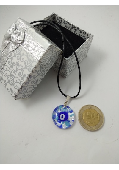 Cam Harf Kolye – Handmade El Yapimi Murano– (O) Harfi Modeli Beyaz