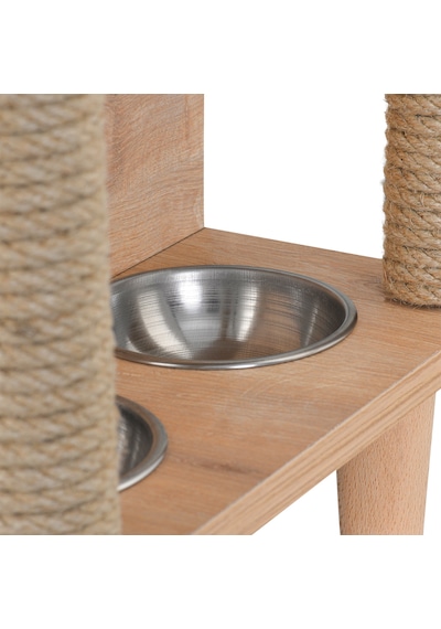 Tahta Karınca Minimalist Tırmanma Halatlı Mobilya Kedi Evi + Mama Kabı