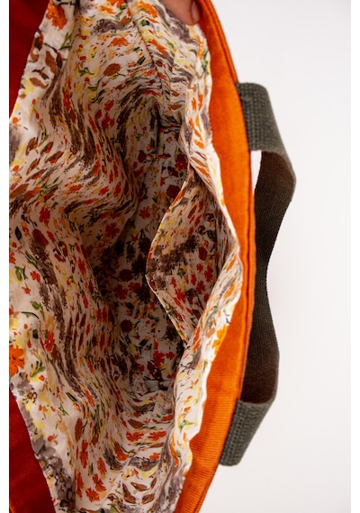 Fabric Craft Bag Plaj Çantası Turuncu Haki Gabardin Kumaş Omuz Çantası 47 43 Cm Haki - Turuncu