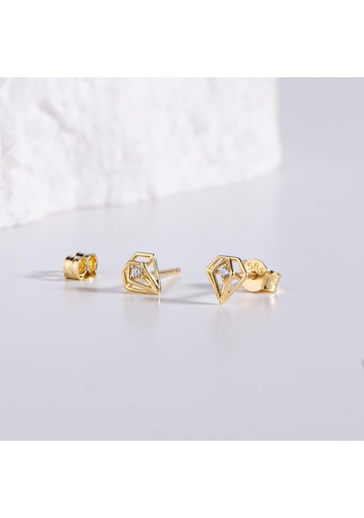 Goldkupe 14 Ayar Altın Tek Taşlı Küpe 0,70 Gr-4096