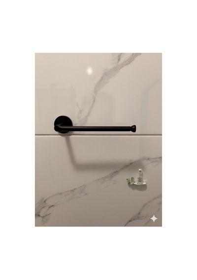 Siyah Alüminyum Banyo Seti Havluluk & Tuvalet Kağıtlığı Çift Taraflı Bantlı Gümüş