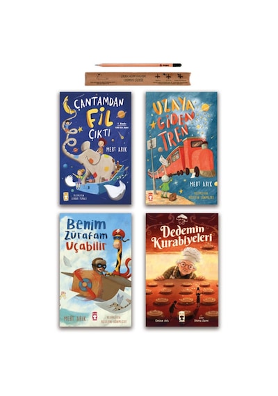 Timaş Çocuk Çantamdan Fil Çıktı - Uzaya Giden Tren - Benim Zürafam Uçabilir - Dedemin Kurabiyeleri Set 4 Kitap