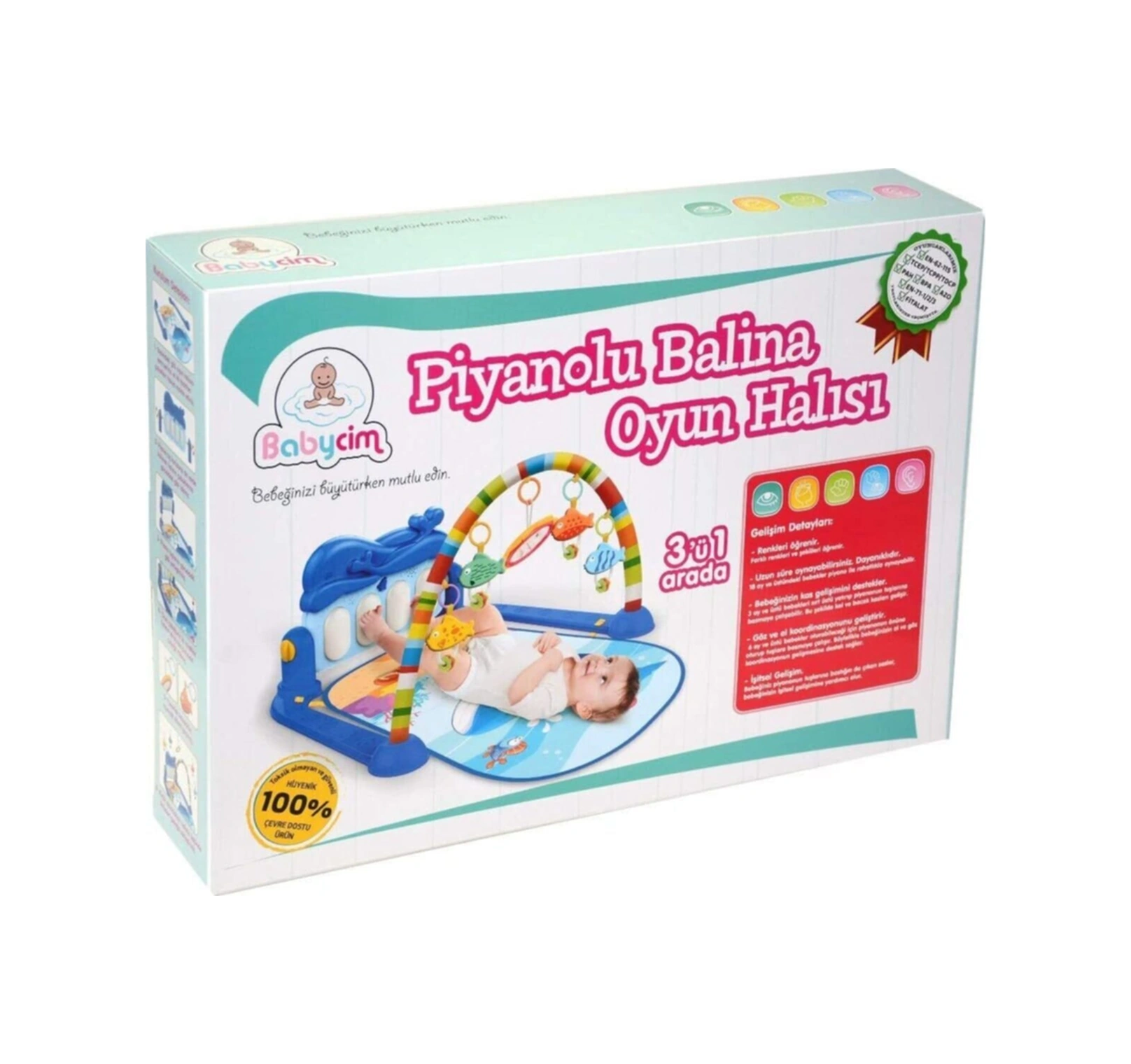 Babycim Piyanolu Mantar Oyun Halısı 3'ü 1 Arada