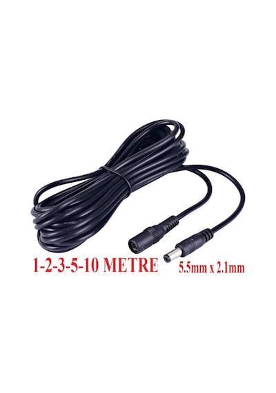 Alfais 4382 Dc Adaptör Uzatma Kablosu 1 Metre 5.5mm x 2.1mm Dişi Erkek