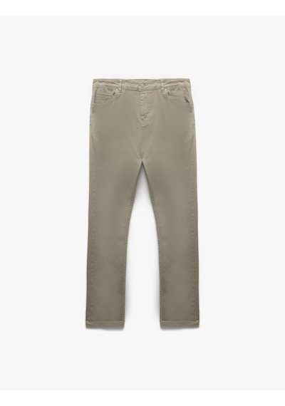 Koton Pamuklu Straight Fit Gabardin Pantolon Gri 5sam40098hw Gri
