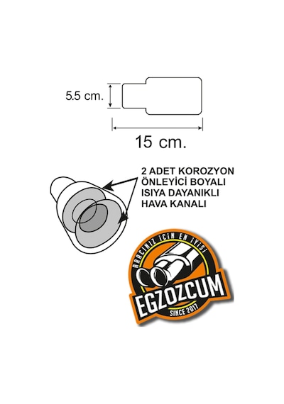Antipas Iç Kaplamalı Islık Sesli 60 Mm Nikelaj Tekli Egzoz Eksoz Ucu