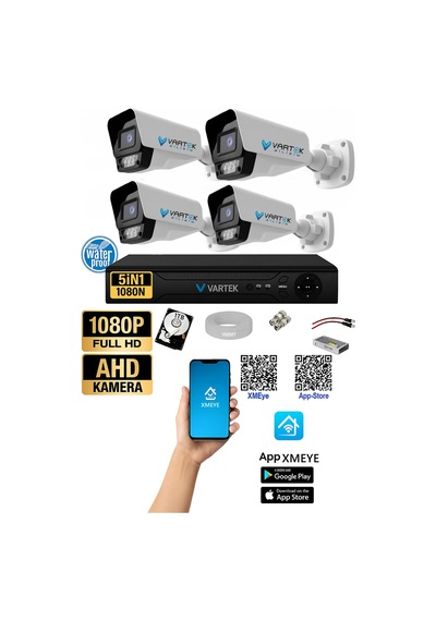 4 Kameralı Full Hd Güvenlik Sistemi 9 Led Gece Renkli 1000gb Hdd Dahil