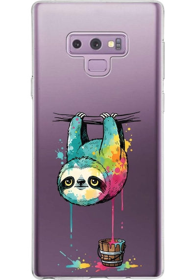 Samsung Galaxy Note 9 İle Uyumlu Splash Tembel Hayvan Tasarımlı Şeffaf Silikon Kılıf Şeffaf