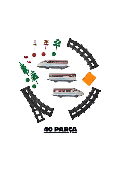 Oyuncak Hızlı Tren Seti 40 Parça - Pilli, Işıklı, Sesli Ve Raylı Büyük Boy Tren 308 Cm Pist