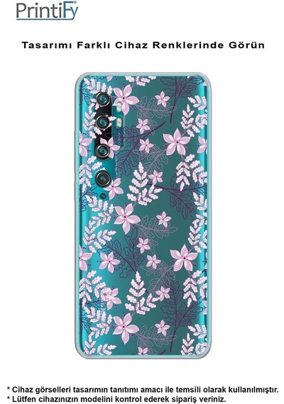 Redmi A2 Plus Slim Fit Kapak Floral Pudra Tasarımlı Şeffaf Silikon