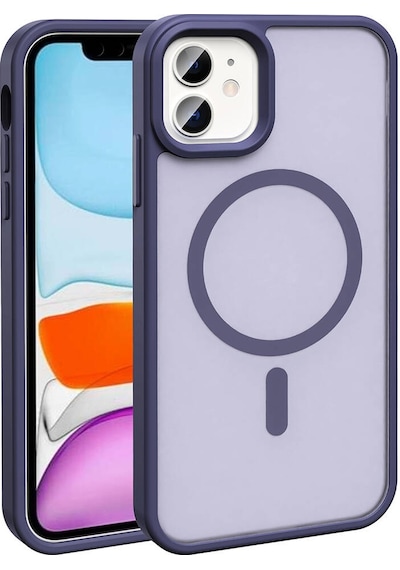 Apple Uyumlu iPhone 12 Pro Kılıf M-safe Şarj Özellikli Mat Arka Yüzey Zore Sio Kapak Koyu Mor