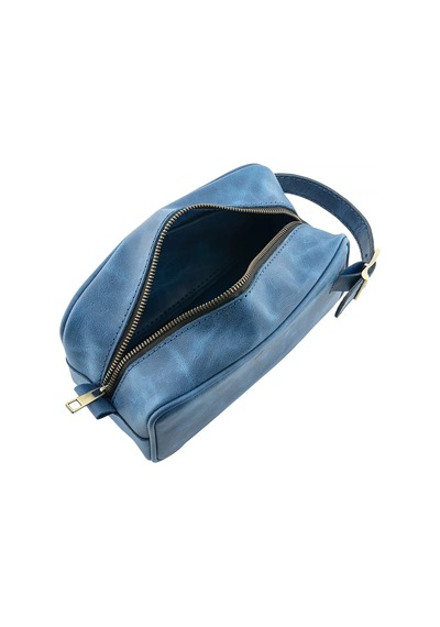 Twingold İsme Özel Dopp Kit Kişisel Bakım Ve Seyahat Çantası - %100 Rainbow Deri - Ac14004 - Saks Mavisi Saks