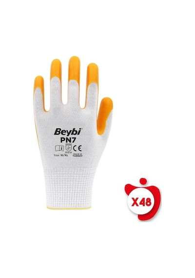 10 Beden Sarı Polyester Örme Nitril Eldiven 48 Adet 1 Adet Mavi M