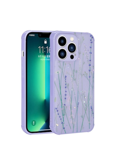 Zore İphone 13 Pro Max Uyumlu Simli Desenli Kamera Korumalı Parlak Nvth Popy Kılıf-dallar