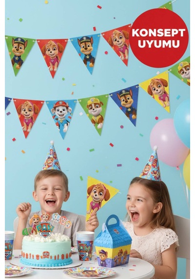 Paw Patrol Üçgen Flama Bayrak Seti 11 Li Doğum Günü Parti Süsleme 3,2 M