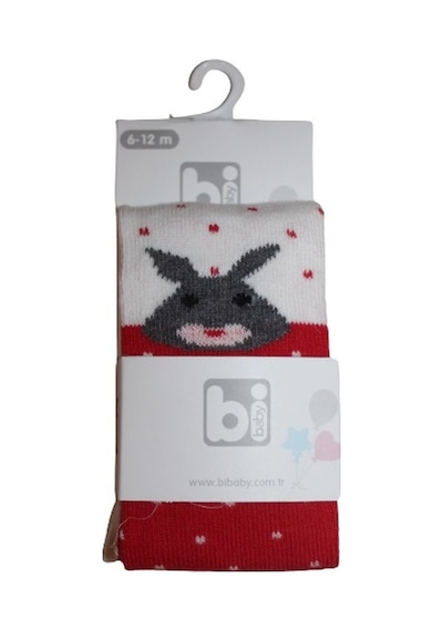 Kitikate Bibaby Desenli Külotlu Çorap 68312 Kırmızı Tavşan