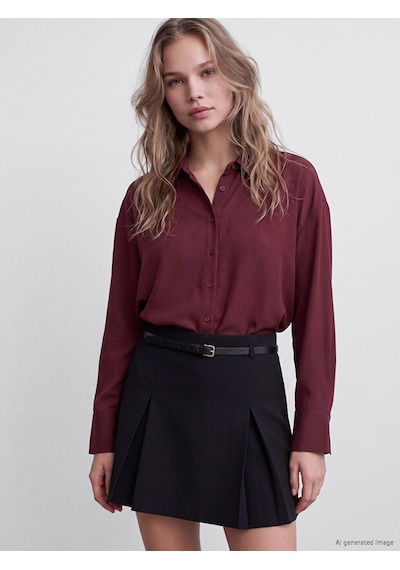 Lcw Vision Bordo Oversize Poplin Kadın Gömlek