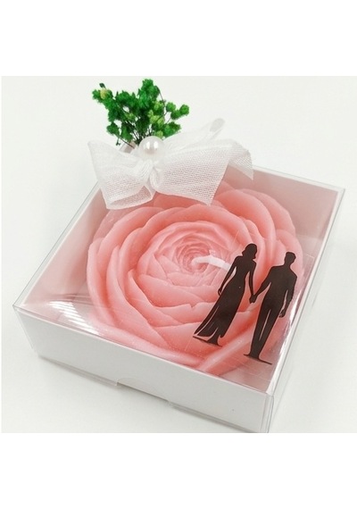 Asetat Kutulu Turuncu Gül Mum Nikah, Nişan, Söz Hediyesi 16'lı Paket