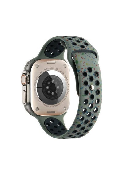 Apple Watch Uyumlu 7 45mm Kordon Yeni Seri 2023 Krd-02 Silikon Strap Kayış - Haki