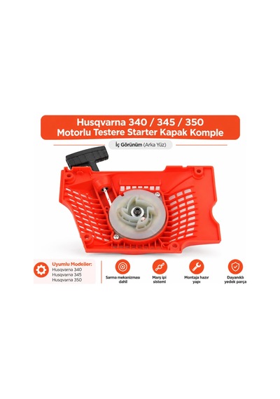 Algaride Husqvarna 340 345 350 Uyumlu Starter Kapak Komple Marş Mekanizmalı Motorlu Testere Çekme Starteri Yedek Parça