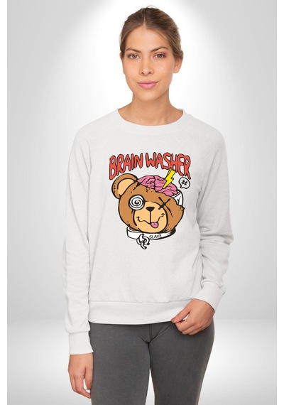 Beyin Yıkama Unisex Beyaz Sweatshirt Beyaz