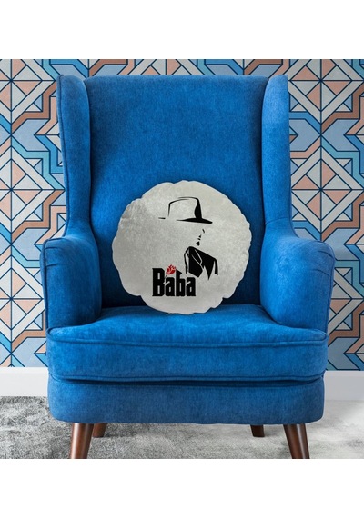 Bk Gift Baba Godfather Tasarımlı Yuvarlak Dekoratif Kırlent Yastı (505937176)