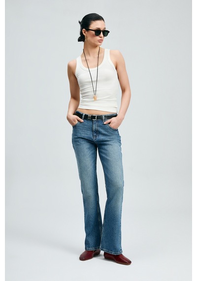 Lufian Amber Kadın Denim Bootcut Fıt- Yüksek Bel Mavi Mavi 121200008100300