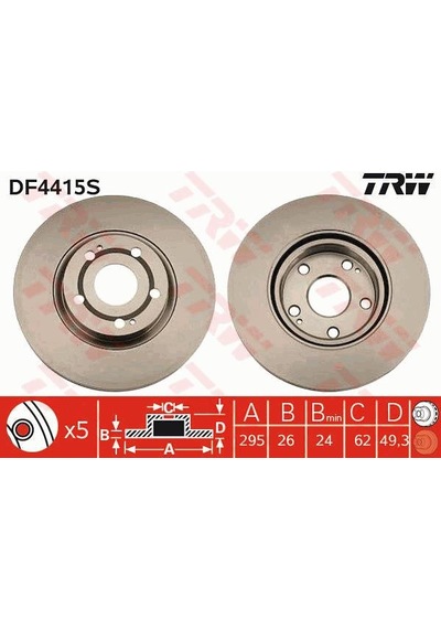 Toyota Corolla Uyumlu 2004-2009 Ön Fren Diski Trw 435120F010