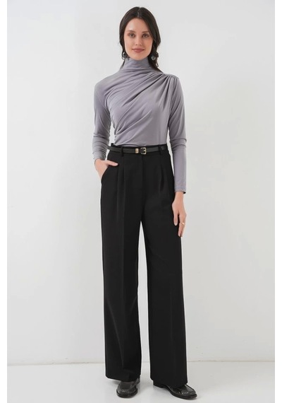 Defymoda 925 Büzgü Detaylı Sandy Bluz - Gri Gri