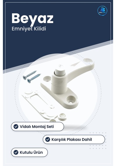 Beyaz Plastik Pencere Kilit Kolu Emniyet Vidalı Montaj Seti Güven