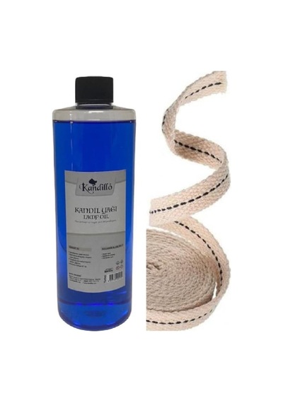 Kandillo Mavi Kandil Yağı Kokusuz Dumansız Iç Mekan Gaz Lambası Yakıtı 400 Ml 1 Metre Fitil Abundance Prosperity