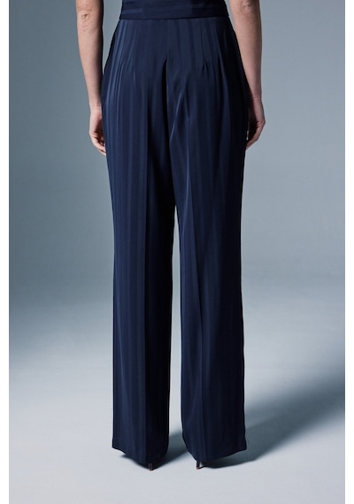 Sateen Anna Çizgili Pantolon - Lacivert-137094 Lacivert